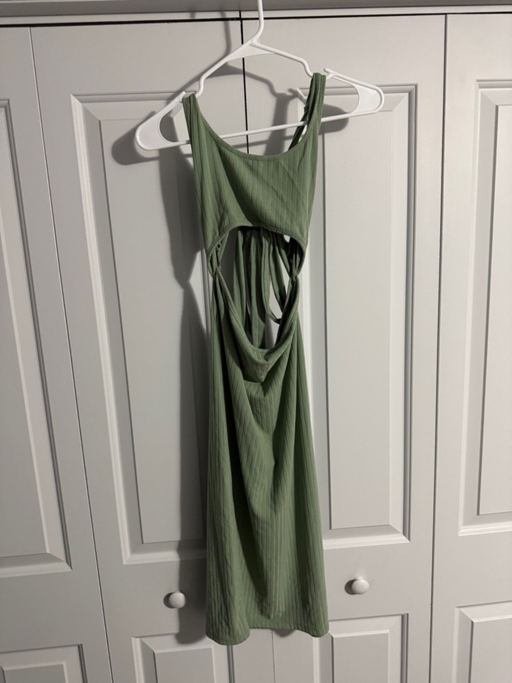 Sage Green Cutout Ribbed Maxi Dress